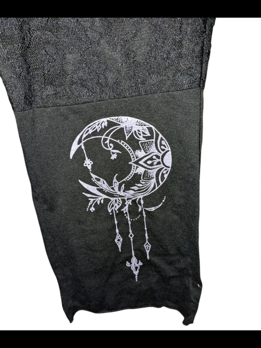 Black Leggings Sun/Moon/Lace Size Large - Picture 5 of 10